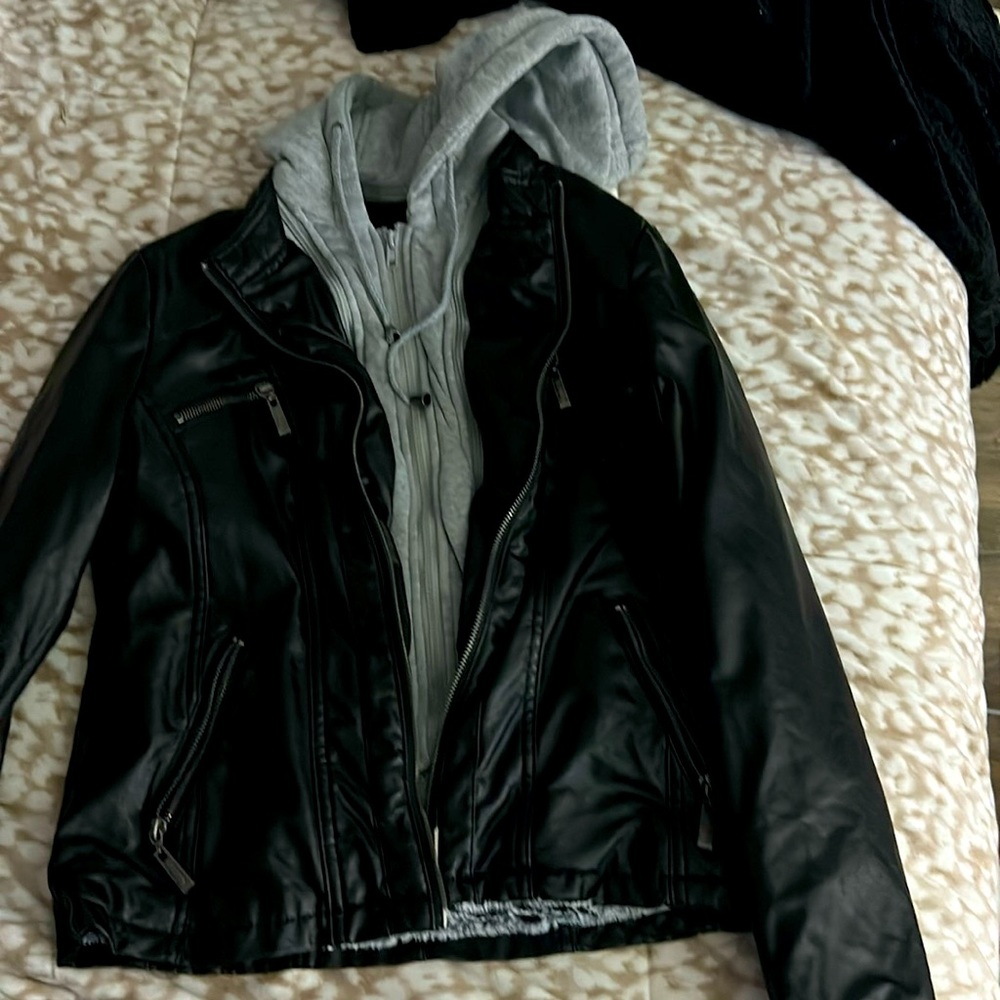 Leather Jacket, Size: M, Color: BLACK